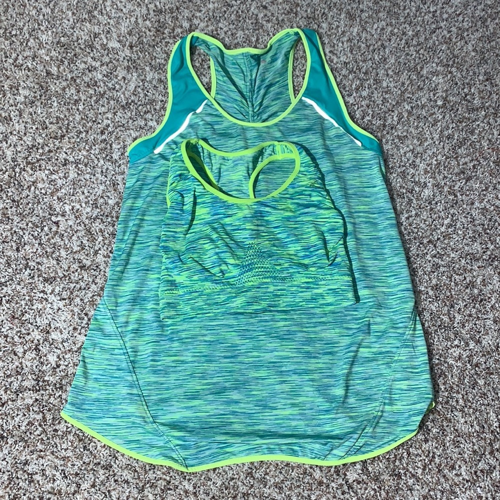 Tangerine Women's Green Tank top with matching sports bra size M